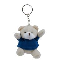 Pluche teddybeer knuffel sleutelhanger blauw 8 cm   - - thumbnail