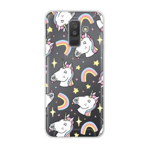 Rainbow Unicorn: Samsung Galaxy A6 Plus (2018) Transparant Hoesje