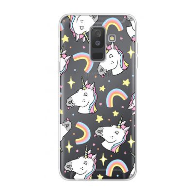 Rainbow Unicorn: Samsung Galaxy A6 Plus (2018) Transparant Hoesje