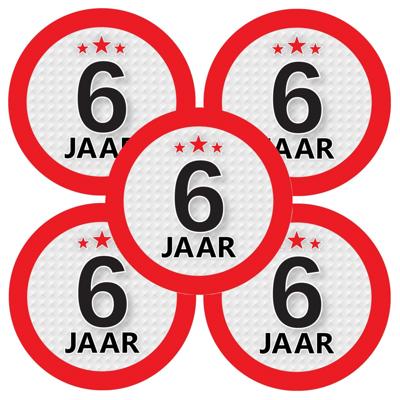 6 jaar leeftijd verjaardag sticker - 10x - rond - Dia 9 cm - 6 jaar jubileum - versiering