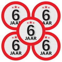 6 jaar leeftijd verjaardag sticker - 10x - rond - Dia 9 cm - 6 jaar jubileum - versiering