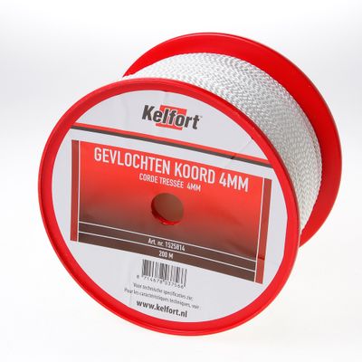 Nylonkoord wit gevl. 4mm