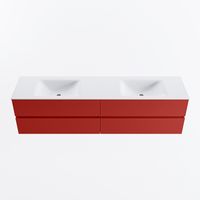 MONDIAZ VICA 190cm badmeubel onderkast Fire 4 lades. Wastafel CLOUD dubbel 2 kraangaten, kleur Talc.