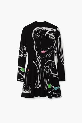 Jurk met gezichtenprint - BLACK - XXL