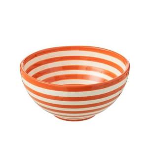 J-Line Bowl Granada Stripes High Ceramic White|Orange Large