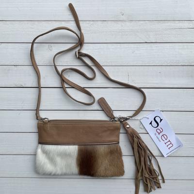 Tas Carol springbok natural (leather top) 23x15cm