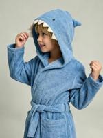 Gepersonaliseerde kinderbadjas REQUIN, met gerecycled katoen blauw