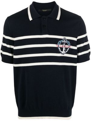 Billionaire polo rayé à logo brodé - Bleu