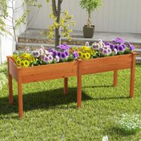 Buiten Verhoogde Tuinbed met Poten 185 x 58 x 77 cm Houten Plantenbak met Scheidingswand Geel