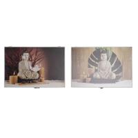 Decoratieve Doos DKD Home Decor Multicolour Hout MDF Boeddha Teller (2 Stuks)