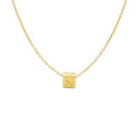 Minimalistische letter ketting cube - 14K GOUD - Goud - N