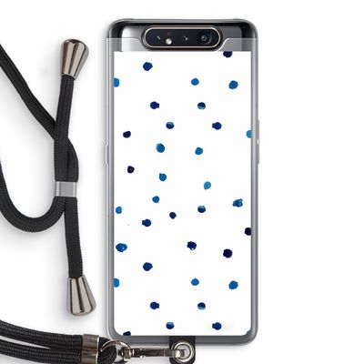 Blauwe stippen: Samsung Galaxy A80 Transparant Hoesje met koord