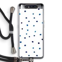 Blauwe stippen: Samsung Galaxy A80 Transparant Hoesje met koord