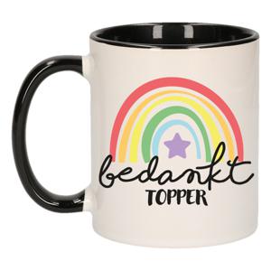 Cadeau mok voor collega - zwart - bedankt - afscheid/pensioen - keramiek - 300 ml