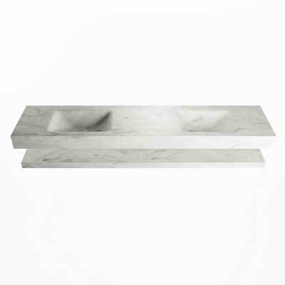 MONDIAZ ALAN-DLUX 200cm planchet Opalo. Vrijhangende wastafel CLOUD dubbel zonder kraangat, kleur Opalo.