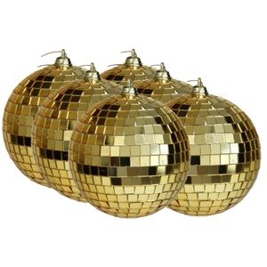 Grote discobal kerstballen - 6x stuks - goud - 10 cm - kunststof