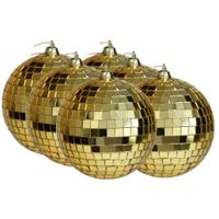 Grote discobal kerstballen - 6x stuks - goud - 10 cm - kunststof