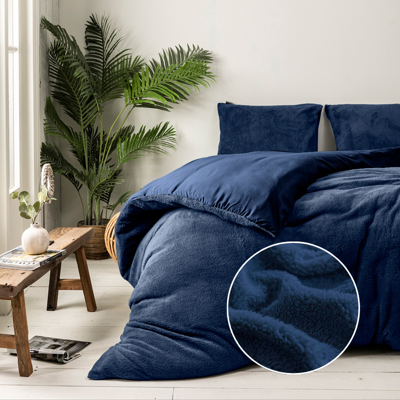 Dekbedovertrek Teddy - Lits-Jumeaux (240x220 Cm) - Navy Microvezel Teddy - Effen - Fresh And Co - Dekbed-Discounter.nl