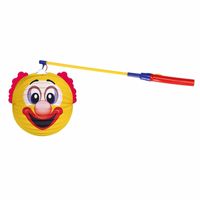 Lampionstokje met lampion gele clown 22 cm - thumbnail