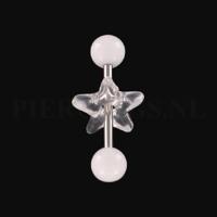 Tongpiercing acryl met donut ster wit