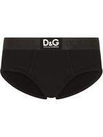 Dolce & Gabbana slip nervuré Brando à patch logo - Noir - thumbnail