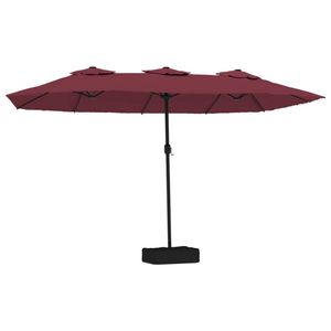 The Living Store Dubbele Parasol Bordeauxrood - 449 x 265 x 245 cm - LED-verlichting