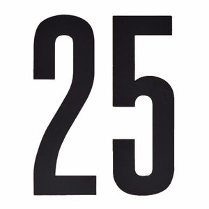 Naamsticker cijfer 25 zwart