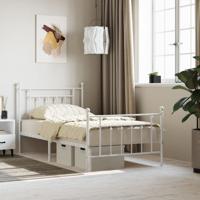 Bedframe met hoofd- en voeteneinde metaal wit 100x190 cm