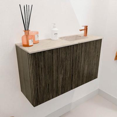 Toiletmeubel Mondiaz Joya Dlux | 70 cm | Meubelkleur Shadow | Faye wastafel Frappe Wasbak Rechts | 1 kraangat