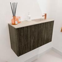 Toiletmeubel Mondiaz Joya Dlux | 70 cm | Meubelkleur Shadow | Faye wastafel Frappe Wasbak Rechts | 1 kraangat