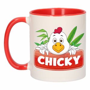 Kinder kippen mok / beker Chicky rood / wit 300 ml