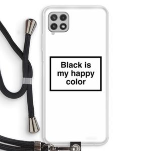 Black is my happy color: Samsung Galaxy A22 4G Transparant Hoesje met koord