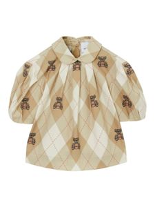 Burberry Kids blouse en coton Thomas Bear Argyle - Marron