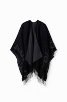 Omkeerbare poncho met logo - BLACK - U - thumbnail