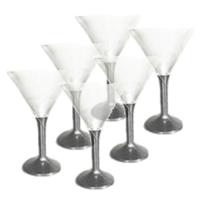 Martini/Cocktailglazen - 6x stuks - transparant/zwart - kunststof - 165 ml - thumbnail