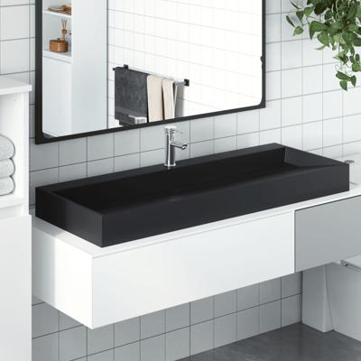 VidaXL Wastafel 120x46x11 cm gegoten mineraal/marmer matzwart