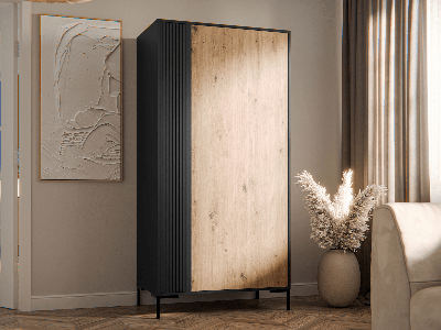 Kast MARIS 2 deuren mat zwart/artisan eik