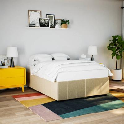Bedframe zonder matras stof crèmekleurig 140x190 cm