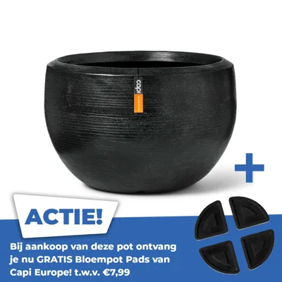 Vaas bol granite 67x45 zwart