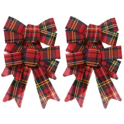 Kerst decoratie strikjes - 4x st - rood -geruit - 17 cm - kerststrikjes - strikken