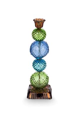 Pip Studio Kaarsenhouder Glas Bead Blauw/Groen 30cm