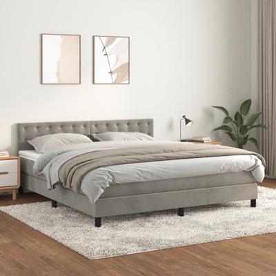 Boxspring met matras fluweel lichtgrijs 180x200 cm
