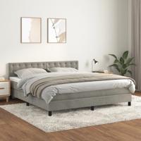 Boxspring met matras fluweel lichtgrijs 180x200 cm