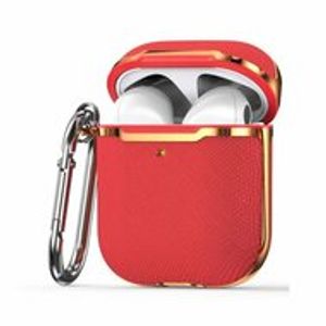 AirPods 1/2 hoesje - Hardcase - Plated series - Rood + Goud