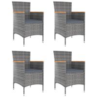 Tuinstoelen 4 st poly rattan grijs