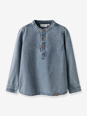 Jeanshemd voor jongens LIL'ATELIER MINI tuniekmodel van katoen gebleekt denim