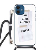 No Girls Allowed Unless: iPhone 12 mini Transparant Hoesje met koord