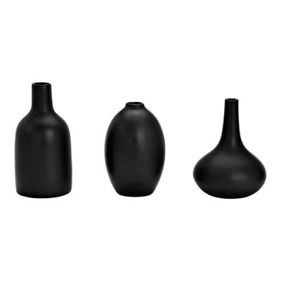 Vasen set van keramiek zwart 3-delige set, (B/H/D) 9x12x9cm, 7x11x7cm, 7x14x7cm
