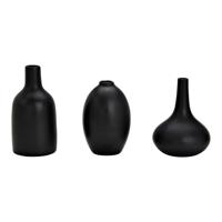 Vasen set van keramiek zwart 3-delige set, (B/H/D) 9x12x9cm, 7x11x7cm, 7x14x7cm