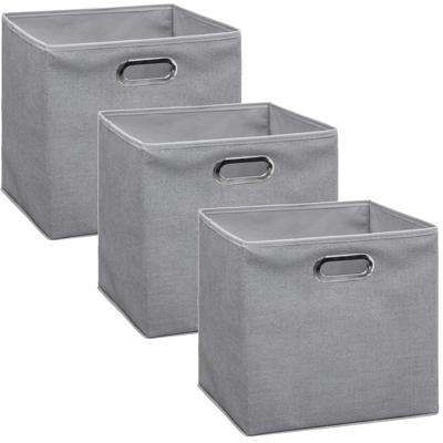 Opbergmand / kastmand - Set van 3x stuks - grijs - linnen - 29 liter - 31 x 31 x 31 cm - Opbergbox -